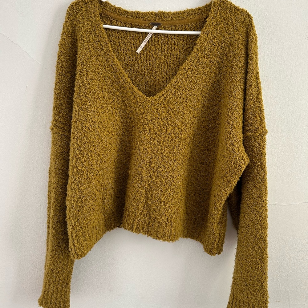 Free People Textured V-Neck Sweater S